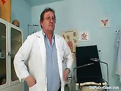 Skinny MILF pussy gyn exam by kinky doctor