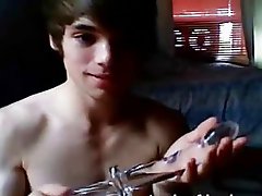 Cute Boyfriend Playing With Cock And Dildo