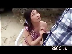 cute big tits japanese girl outdoor sex on beach 02