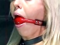 Blonde skank enjoys being gagged and tied up BDSM porn