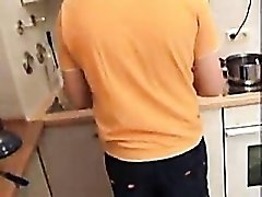 Skinny girl suck and fuck in the kitchen