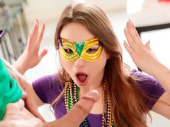 Sierra Nicole happily takes it on all fours to celebrate Mardi Gras