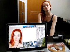 Sensual redhead teen with small tits penetrated in the office