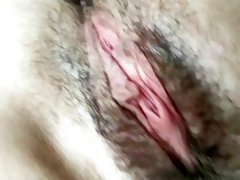 (HQ) Hairy pink pussy extreme closeup. Long labia.