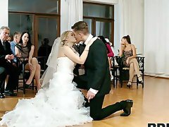 Slutty bride devours cock in front of her guests for sexy wedding fetishes