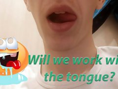 The guy plays hotly with his tongue