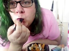 Lipstick Smoking Fetish & Sucking My Own Nipples