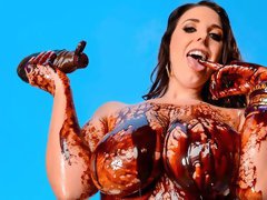 Glamorous brunette Angela White is sucking a massive penis with love