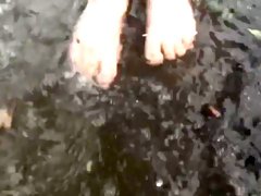 Barefoot Outdoors In The Rain - Fetish