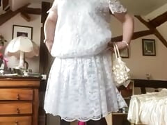 In white lace dress