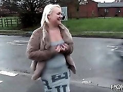 Blonde British slag pissing in public for fun