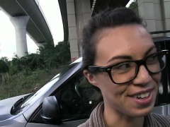 Amateur got money for a fuck with horny driver in public