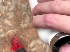 Drinking my own piss! Horny and thirst on a hike