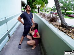 Busty MILF tries hard sex with a random guy on the street
